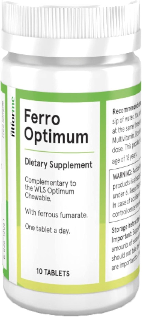 FitForMe Bariatric 多维塔明斯铁在胃袖后-一天一粒Ferro Optimum 板块 - 火铁供应10天(Iron Boster for Optimum Chewable)
