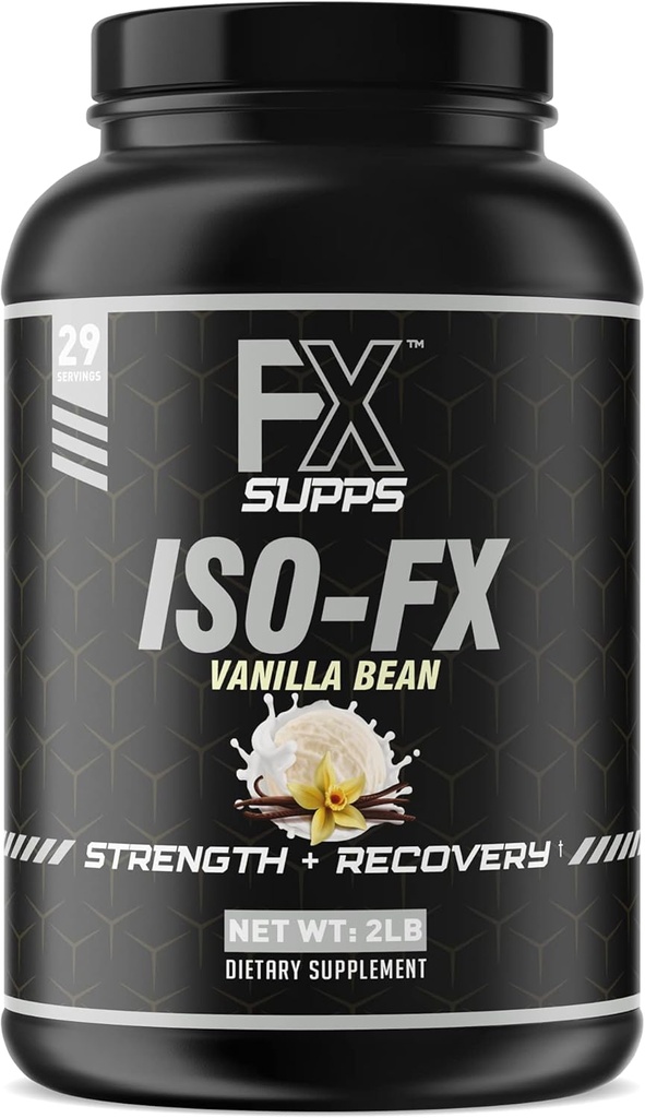 FX SUPPS ISO-FX 100%隔离 Whey蛋白粉(Vanilla) 理想工作后恢复补充 复杂 BCAA 和 EAA 男女混合,支持肌肉恢复和生长,2.0英镑