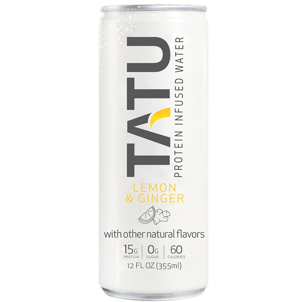 TATU Ready-To-Drink 蛋白质浸泡水柠檬姜24 Pack. 15克的 wh蛋白隔离,0克的糖,只有60卡路里. 柠檬姜和橘芒果. 胶质自由,乳糖自由.