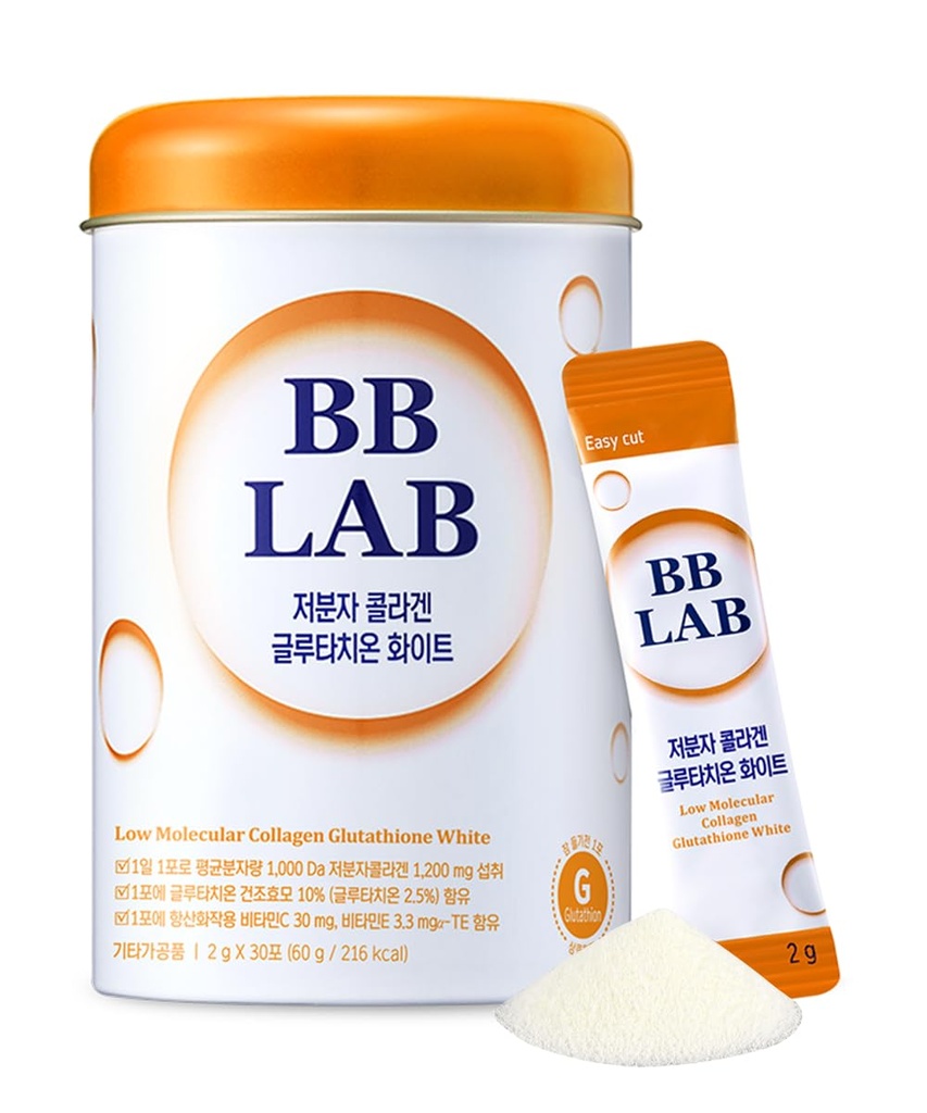 BB LAB Collagen Glutathione White,低分子韩国棒补充剂,鱼百合,维生素C,维生素E,Glutathione,快速吸附剂,橙花