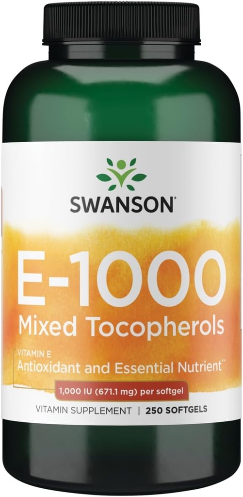 Swanson 维生素E 混合托可菲醇 1000 Iu(671.1毫克) 250 胶片