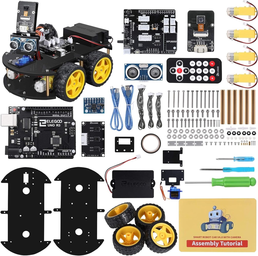 ELEGOO UNO R3 智能机器人车 Kit V4 为年龄大的孩子们提供Arduino机器人学 8 - 12 12 - 16 STEM 科学 Kits 编码礼物 为8 9 10 12 13 14 15 16岁男孩少女凉爽的工程建筑玩具