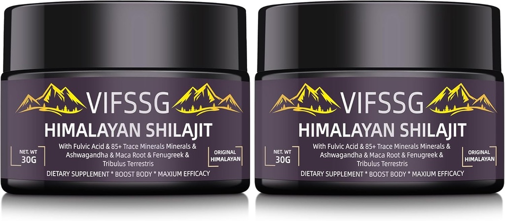 700 Mg Shilajit 补编,天然有机Shilajit Resin 补编,Shilajit 喜马拉雅有机,金品级自然 Shilajit,配有4英寸1的能源支助综合体,60克,2Pack
