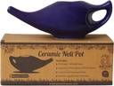 ANCIENT IMPEX 陶瓷 Neti Pot 250 Ml(Violet),配有 5 Sachets Neti Salt | Nasal Wash, Sinus Relief & Nasal Phocific | Ayurveda Nasal灌溉锅