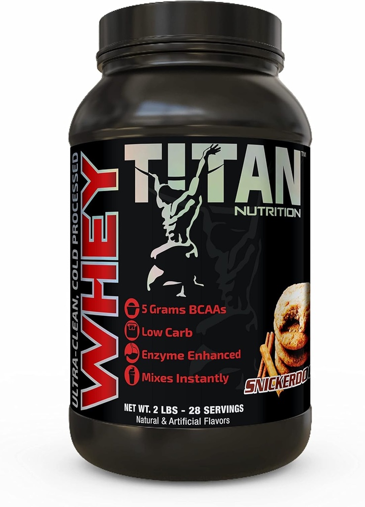 泰坦威蛋白粉 - ium,快吸 Whey with 23g of Protein, BCAAs, & 消化酶 Per service - 支持精益肌肉质量和最佳消化 - 2英镑, Snickerdoodle