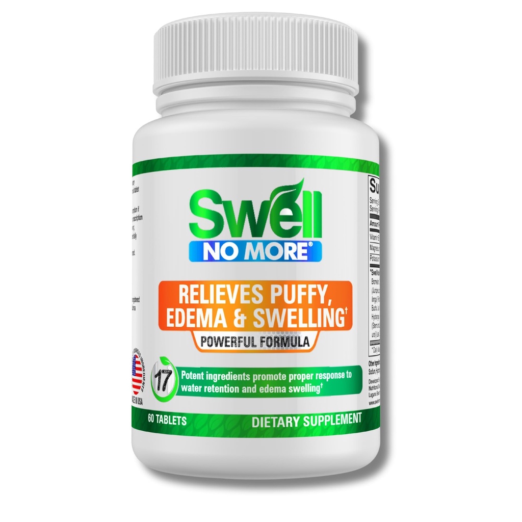 SwellNo More Natural Supplements 减少蓄水量、布洛丁、普菲眼、斯沃伦脚、斯沃伦脚、斯沃伦脚、斯沃伦Ankles和其他类型的Edema & Swelling、快速和自然-1瓶(1个月供应)
