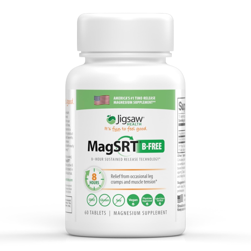 Jigsaw Health MagSRT (B-Free) → Premium, Organic, Slow Release Magnesium 补充 → Active, Bioblicable Magnesium Malatet 片 → 60 片 → 15 服务