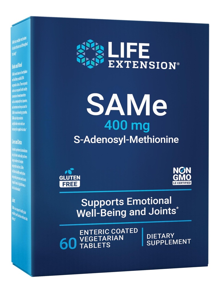 寿命延长相同,S-Adenosyl-甲基安非他明,400毫克,最畅销的Mood Health,Liver Health and United Support Supplement, Non-GMO, Vegetarian, Gluten Free, 60 肠道垫片