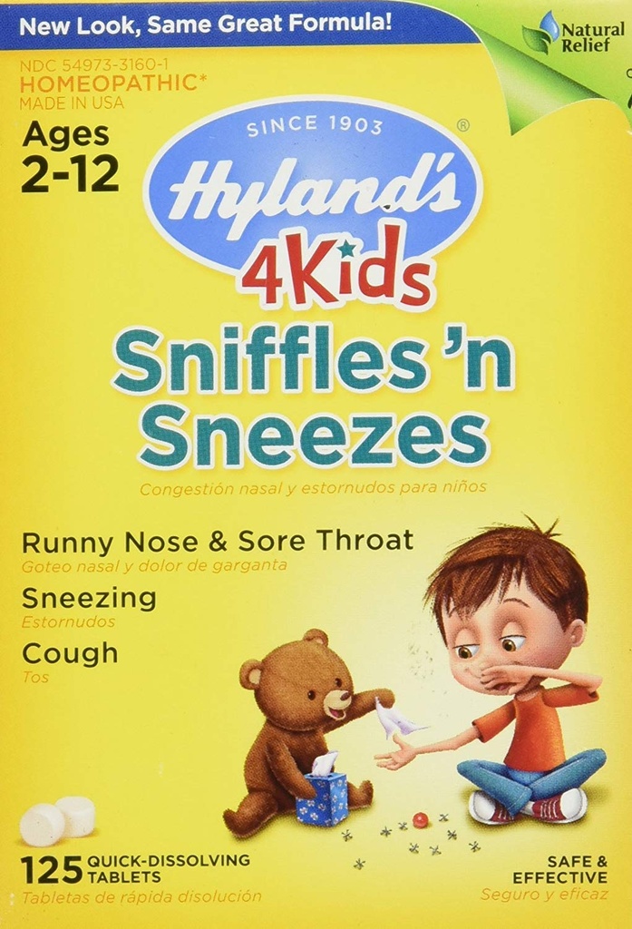 2岁以上儿童锌、冷药片、Hyland的4名儿童鼻涕虫、Decongestant、头痛和Sinus Relief、过敏和常见的冷症状的自然治疗,125个