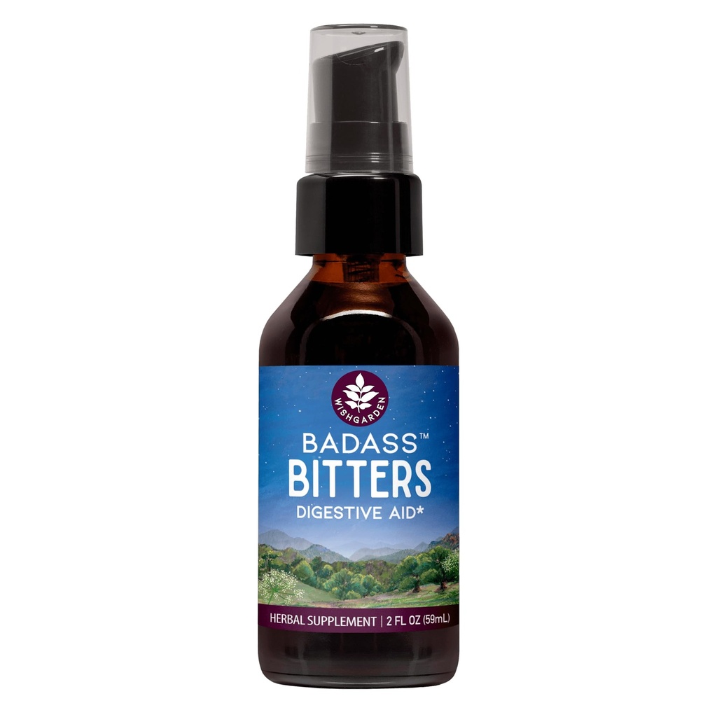 WishGarden Herbs Badass Bitters - 全自然消化学比特s Made with Gentian Root, Orange Peel & Fenugreek Seed, Bitters for Digestion 刺激消化酶函数, 瑞典比特s, 2oz