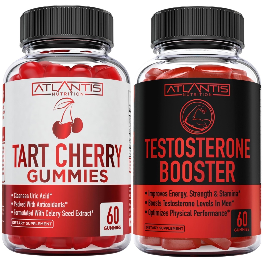 亚特兰蒂斯营养塔 樱桃 60 Gummys + Testosterone Booster 2-Pack (120 Gummys)