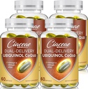 Ubiquinol CoQ10 600 MG 软胶与Omega-3 & Shilajit & PQQ,高级双联产Coenzyme-Q10,活性CoQ10 Ubiquinol 增生,抗氧化剂,心脏,脑和能量,240服务