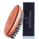 ZilberHaar Pocket Mustache and Beard Brush - Stiff Boar Bristles Small Brush - 完美的胡子梳理工具 - 解放胡子痒 - 短中短 - 欧洲制造
