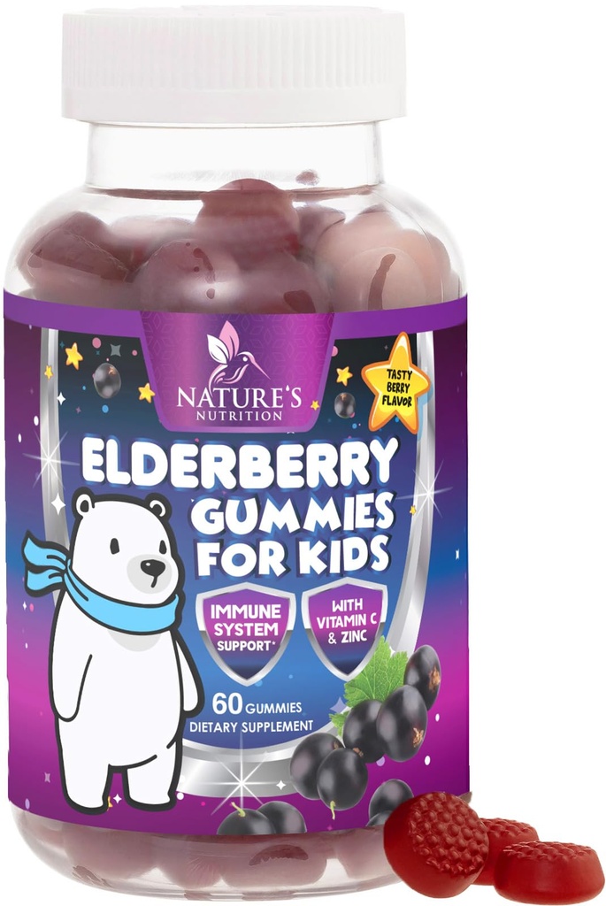 (原始内容存档于2019-03-09) (中文(简体) ). Kids Immune Supports 老年莓Gummy - Daily Children's Vitamins C, Zinc & Kids 豁免支持Gummy - Natural's Sambucus Elderberry Supplement, Vegan, Gluten Free, Tasty Berry Flamvor - 60 Gummys.