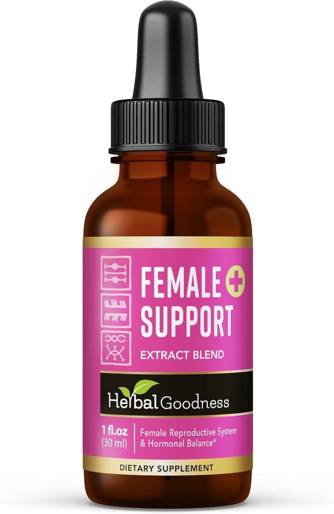 草药良性 女性支持补编 1 Fl. oz – 天然草药混合 女性荷尔蒙健康,能源与健康 – 适应性液体公式 – 非GMO,Gluten-Free – 1瓶