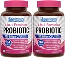 妇女抗生素,120亿CFU 34 Strains, Prebiotics, 消化酶, Cranberry, 4-in-1 女性抗生素, 消化剂,阴道, 免疫支持, 60 ct (Pack of 2)