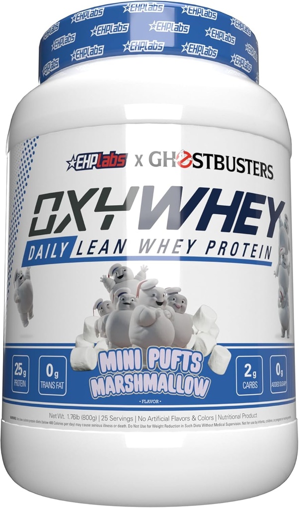 EHP Labs OxyWhey 蛋白质隔离 – 25g 高蛋白,低碳,无糖食用替代剂 – Lean Whey Powder for Muscle Recovery – 非GMO, Gluten Free – 25 Services – Marshmallow (英语).