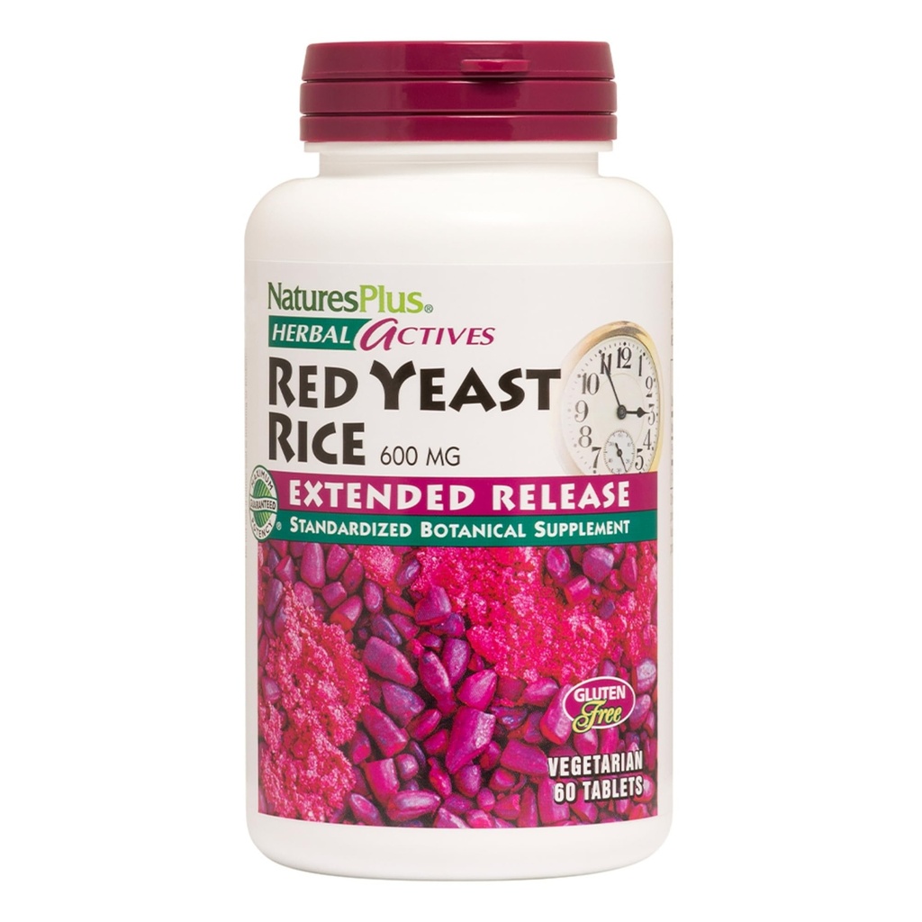 Natures Plus 草原活性红酵母稻,扩展放出-600mg,60 Vegan 片 - 草原补充剂 - 胆固醇支持 - 蔬菜,无葡萄糖 - 60种服务