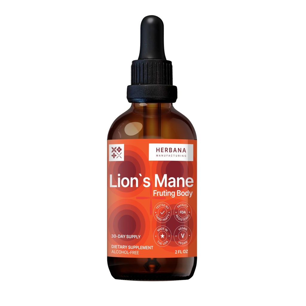 Lion's Mane 2 fl oz 液体提取器 - 天然蘑菇液滴 - 用于大脑,记忆,精神清晰和焦点的叮当 - 免疫支持 - 高概率公式 - 30天供应
