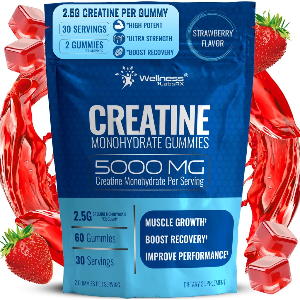 (原始内容存档于2019-09-25) (英语). WellNess LABSRX Creatine Gummys 5000mg, 30 services Creatine Monohydrate Gummys, 草莓Flavor Creatine for Men - pack of 2