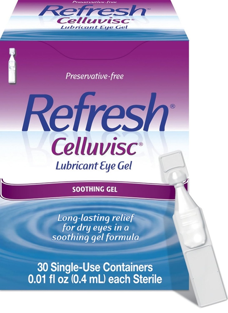 刷新 Celluvisc 润滑油眼 Gel 干眼,防腐无阻滴,0.01 Fl Oz 单用途容器,30个计数器