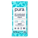 Pura 易流性出血性擦拭 XL, 48 计数, 配以凉爽巫婆 Hazel, Aloe & Coconut Oil, Fast Relief, Fragrance - Free, 100% 塑胶无毒