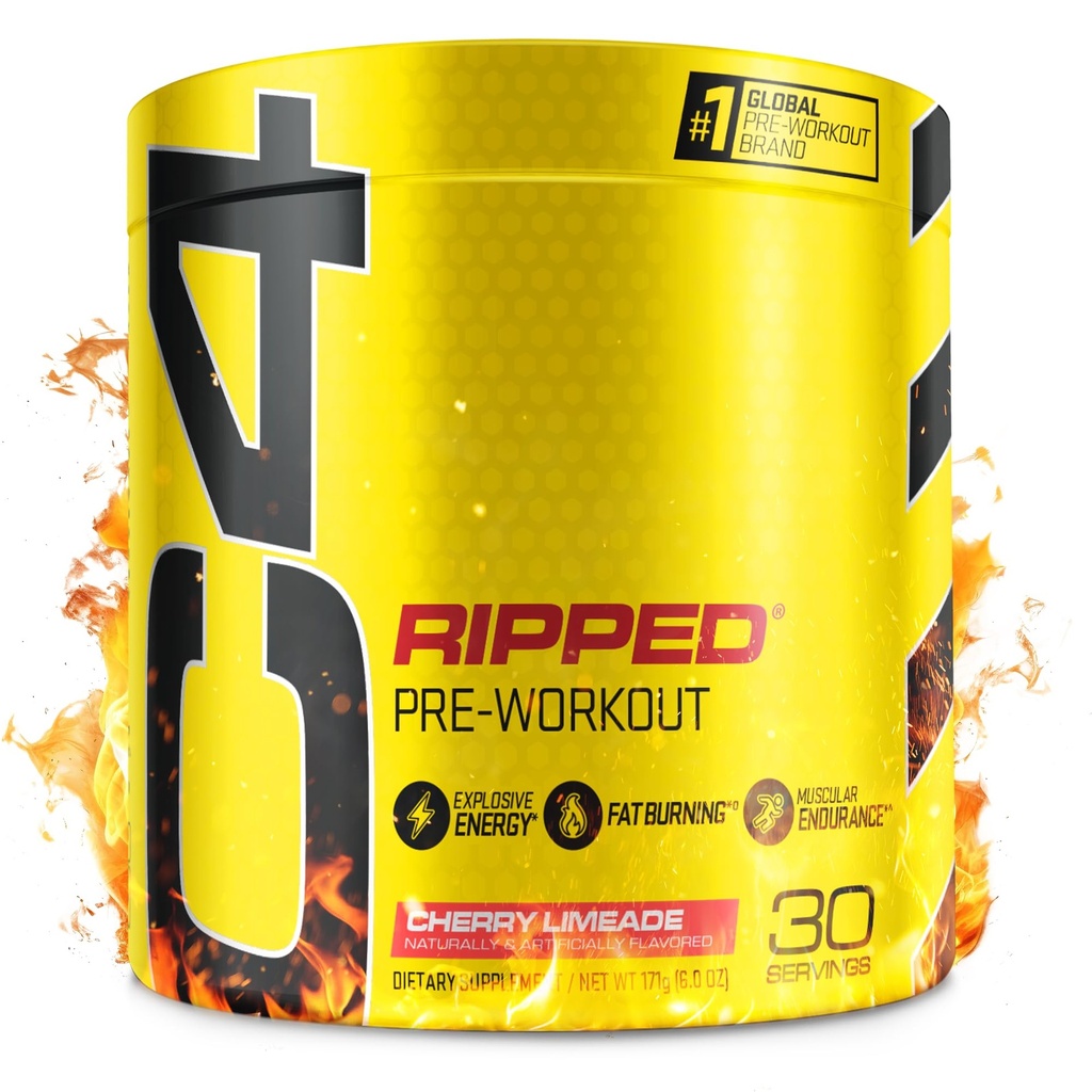 C4 Riped Pre Worout Powder for Energy, Beta Alanine, 零糖能源补充 男与女预勤 - 150mg Cafeine + Creatine - 无奶油 - Cherry Limeade - 30 services