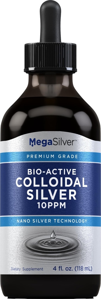 Piping Rock Colloidal Silver Liquid Drops = 10 ppm = 4 oz = 生物活性精度 分级 纳米银技术 = + 非GMO, Gluten Free