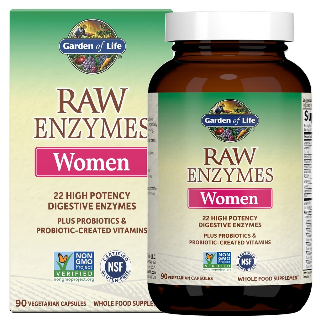 生活花园 22 配有Papain,Bromelain,Lactase + Probiotics 和维生素 B12, Biotin 和 Zinc, 配有消化酶的饮食补充, 蔬菜, 90 Capsules