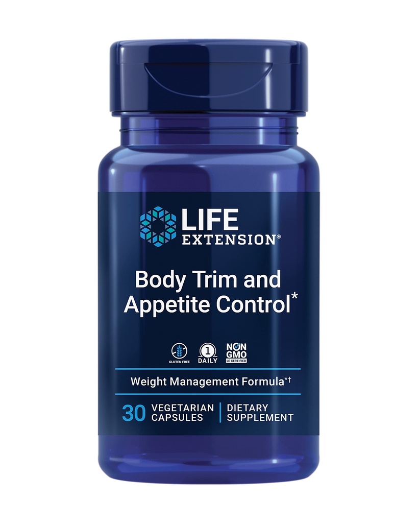 Life Extension Body Trim and Appetite Control, Lemon Verbena, Hibiscus, Healthy Weight, Promotes Satiety, Weight Management, Gluten Free, Non-GMO, 1-Daily, Vegetarian, 30 Capsules