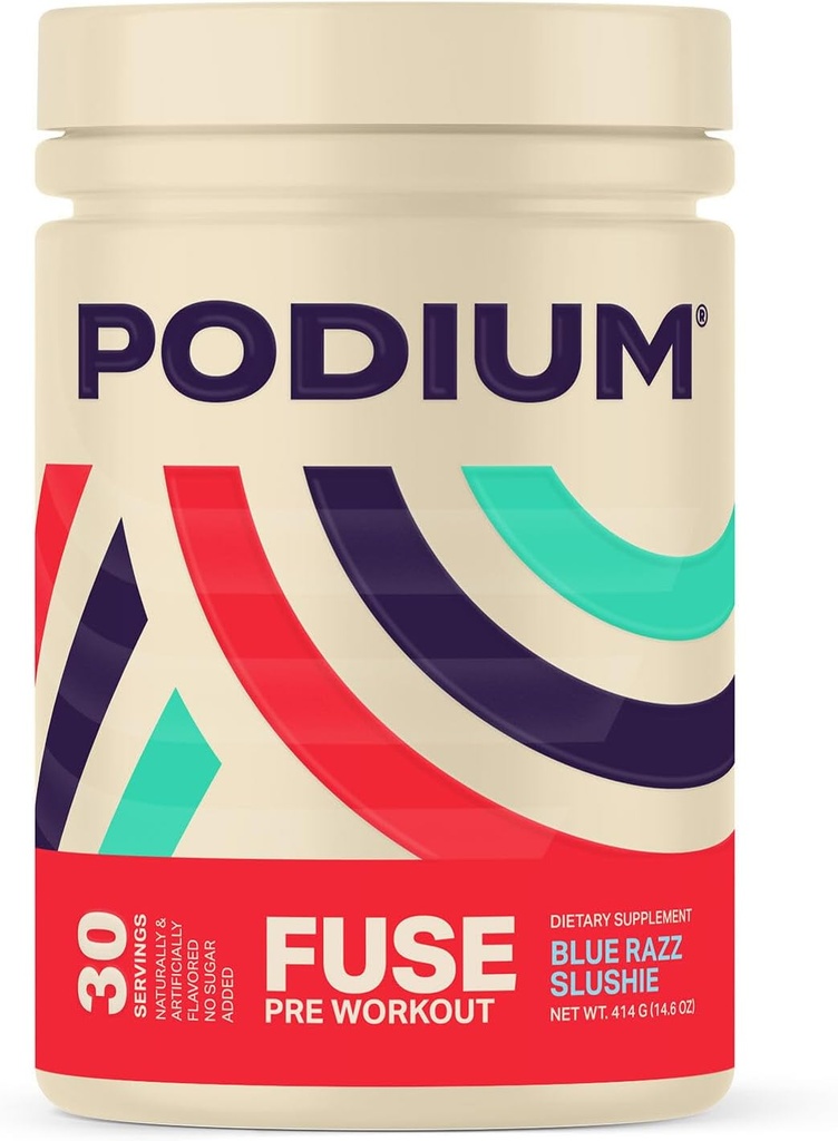 钾营养,Fuse Pre Workingout Powder, Blue Razz Slushie, 30 services, Beta Alanine and Cafeine for Energy, Gluten Free, Soy Free, 奶制品自由