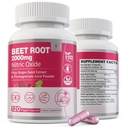 Beet Root Capsules 2000mg Nitric Oxide 补充 W/Grape种子提取,石榴提取支持循环和血液流动,男女能源,有机贝特罗特粉,非转基因生物,240个计数