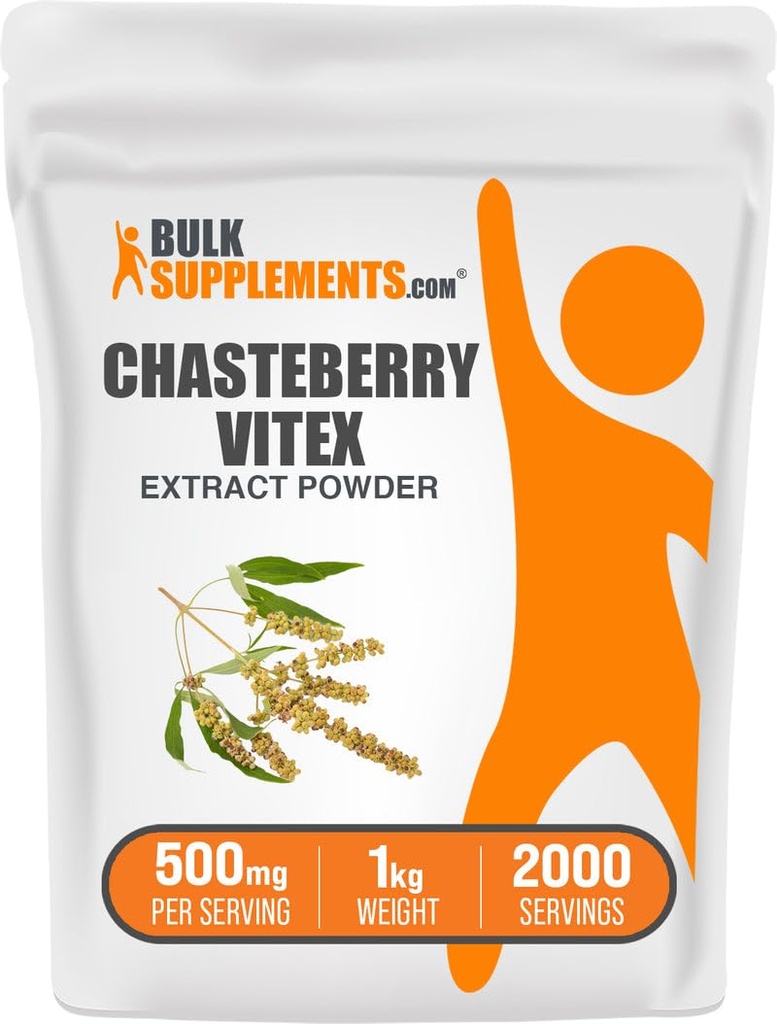 Bulk Assupports.com Chasteberry 提取粉末 - Chasteberry源出自Vitex Berry, 草药补充剂 - Vegan & Gluten Free, 每人500毫克, 1kg(2.2磅)(一包)