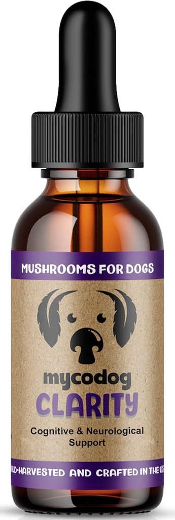 MycoDog Clarity - 狗的认知支持补充 - 大脑健康,和高级狗的井 - 与功能蘑菇和适应原体的记忆和焦点