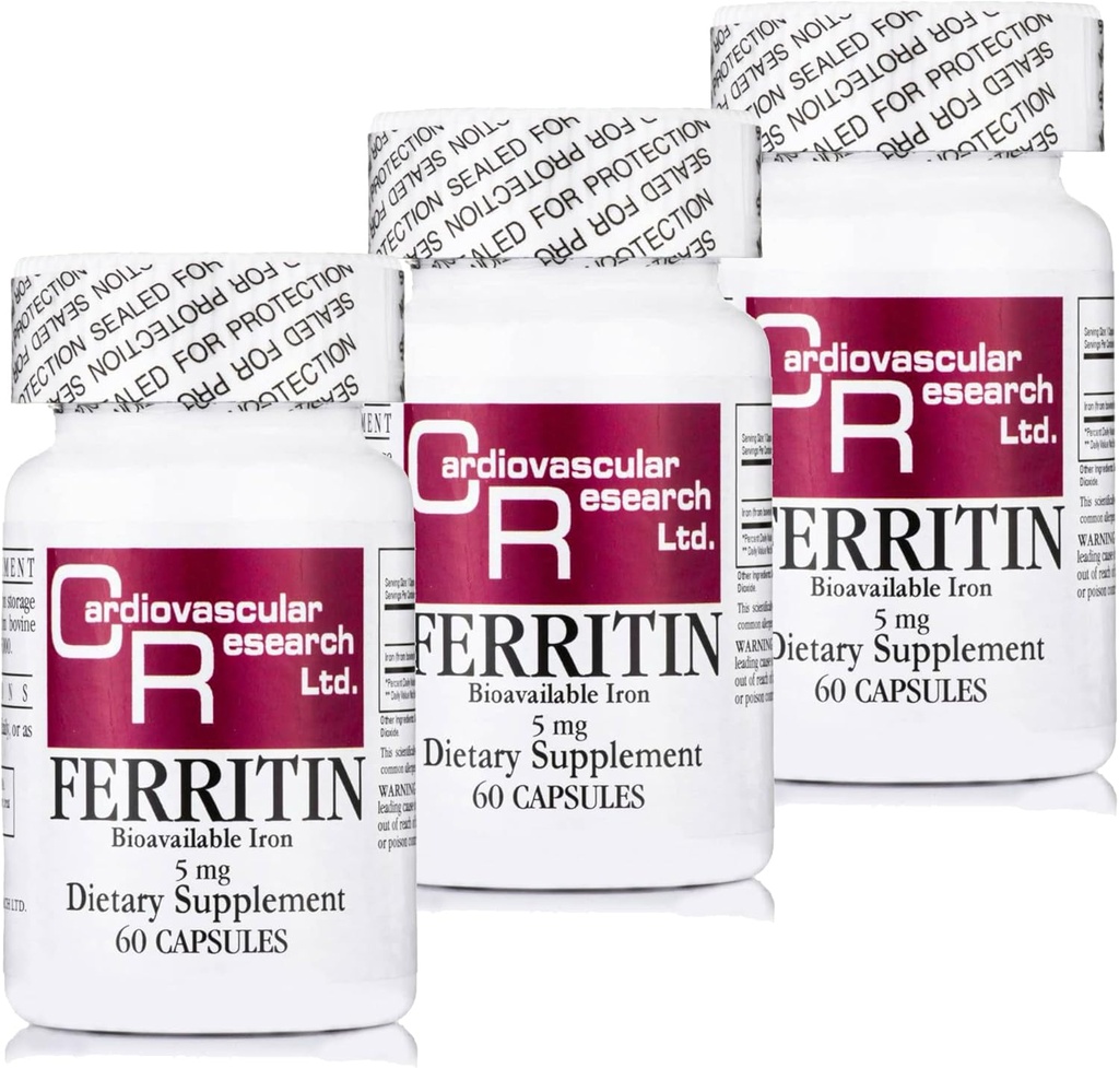 男女心血管研究费里廷铁补充剂 5 mg 180 capsules - 3 bottle Bundle