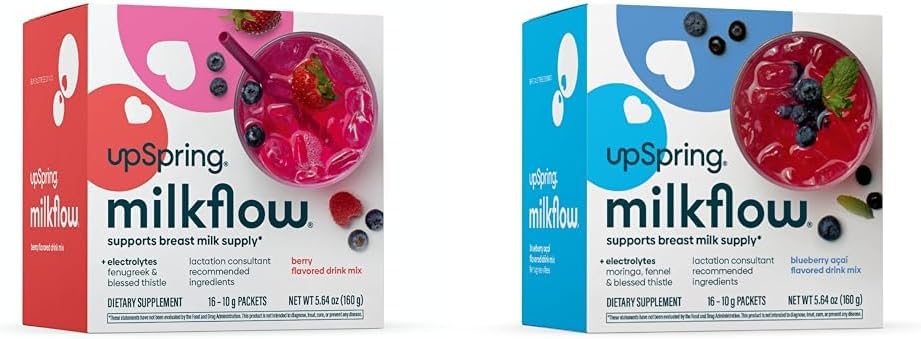 UpSpring Milkflow Electrolyte 母乳喂养补充剂 与 Fenugreek & Moringa 的混合剂 贝里和蓝莓 Acai Flavors 支持母乳供应的哺乳补充剂 *