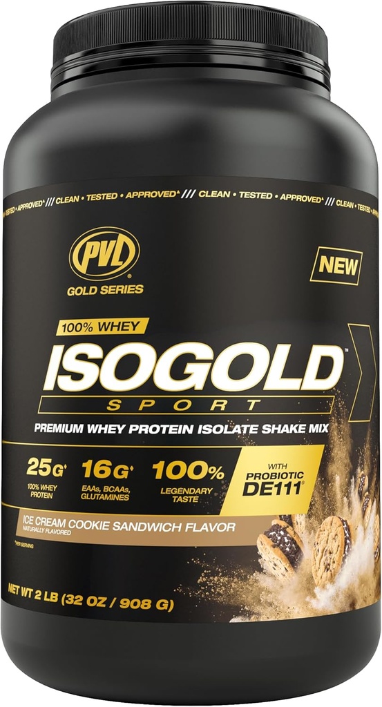 PVL金牌系列 - 100% Whey ISOGOLD Sport - Premium Whey 蛋白质单质摇摆混合体 - 2 LB - 冰糕饼干三明治