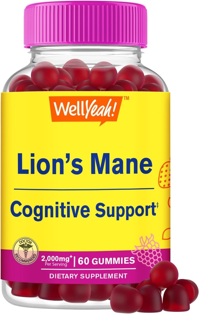 (原始内容存档于2017-07-22). Wellyeah Lions Mane Gummys for Adults (2,000 mg) 狮子 Mane 补充记忆和焦点支持 – Gluten Free, Non GMO – Berry Flavor – Lion's Mane Gummys 60 Count