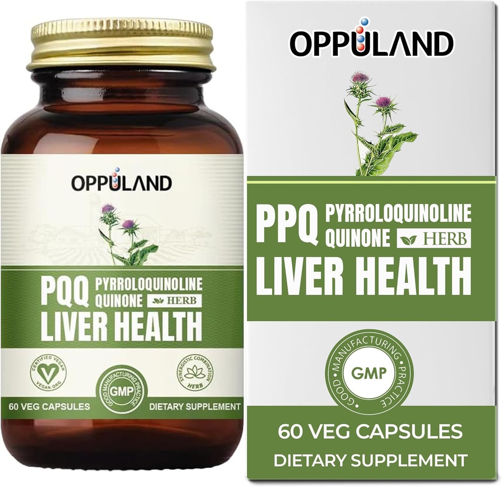 PQQ + Herbs 肝脏支持- PQQ 肝脏补充- Pyrrolocalinoline Quinone 配有 Milk Tedle 提取器用于肝脏健康- 60 Veg Capsules