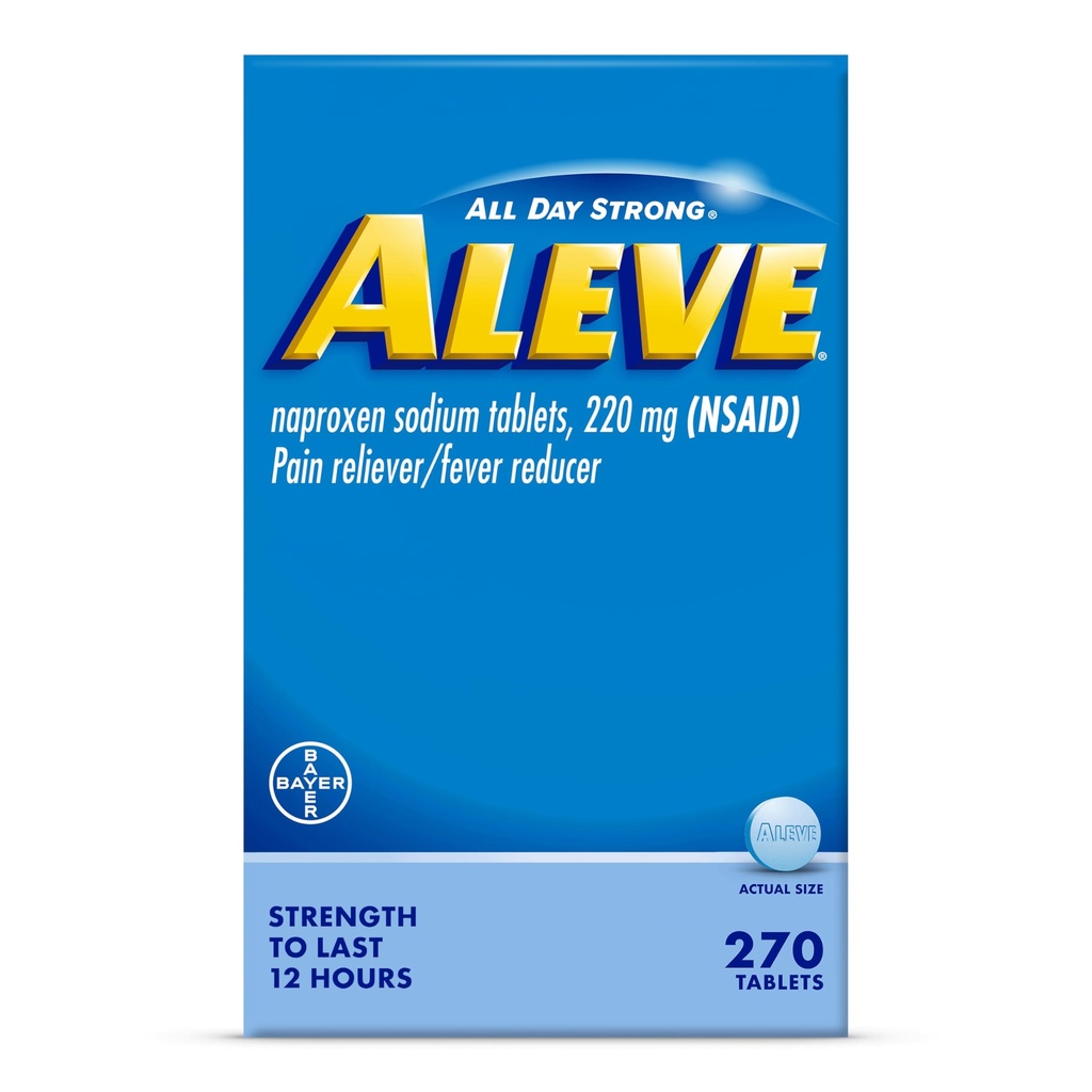 Aleve Pain Reliever & Fever 减肥药片、Naproxen Sodium、头痛、背部和身体疼痛缓解药物,270个计数