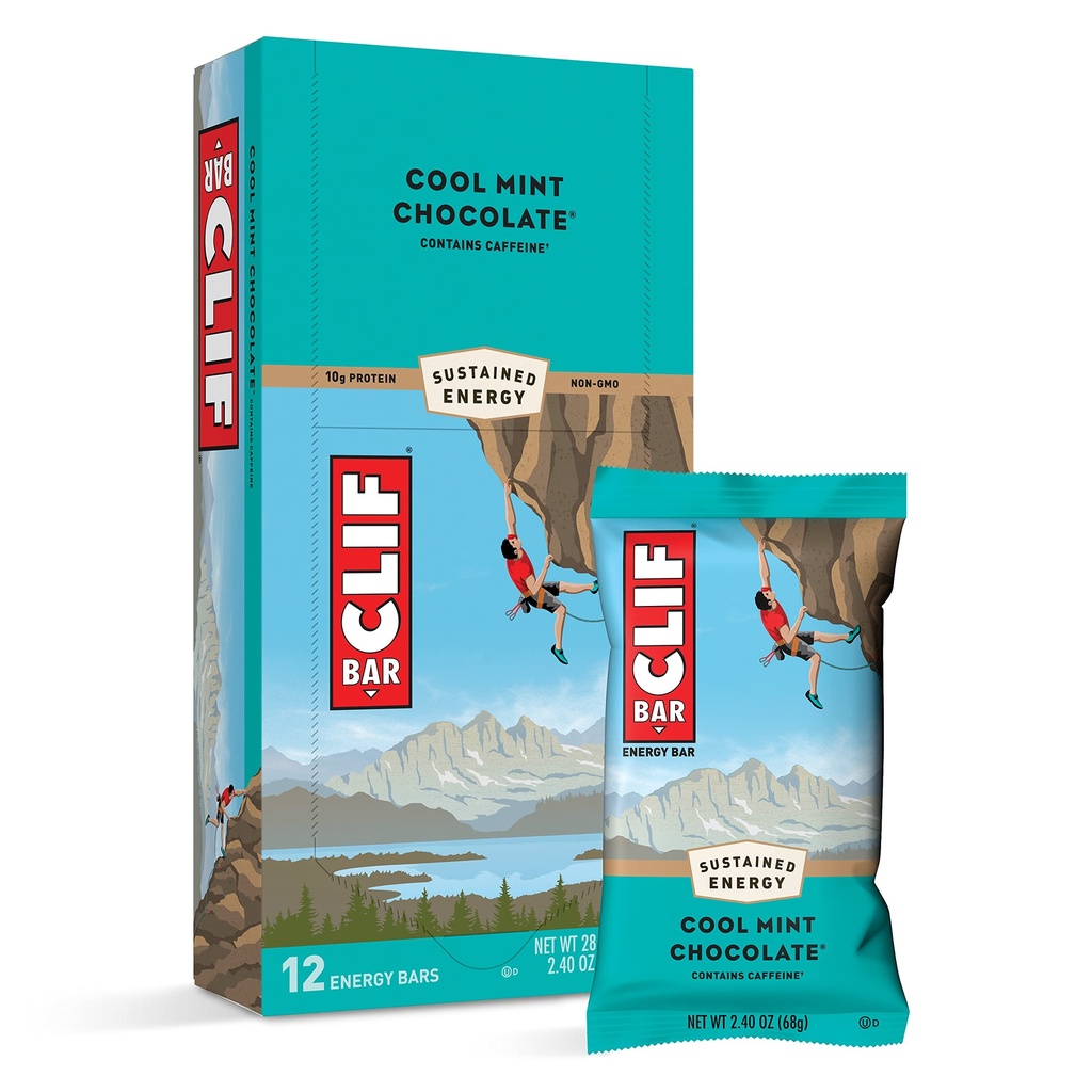CLIF BARS - 能量棒 - 冷薄荷巧克力 - 与咖啡因 - 有机 Oats制成 - 植物食品 - 蔬菜 - 科舍尔(2.4 Ounce蛋白棒,12 Counter) 包装 May Vary