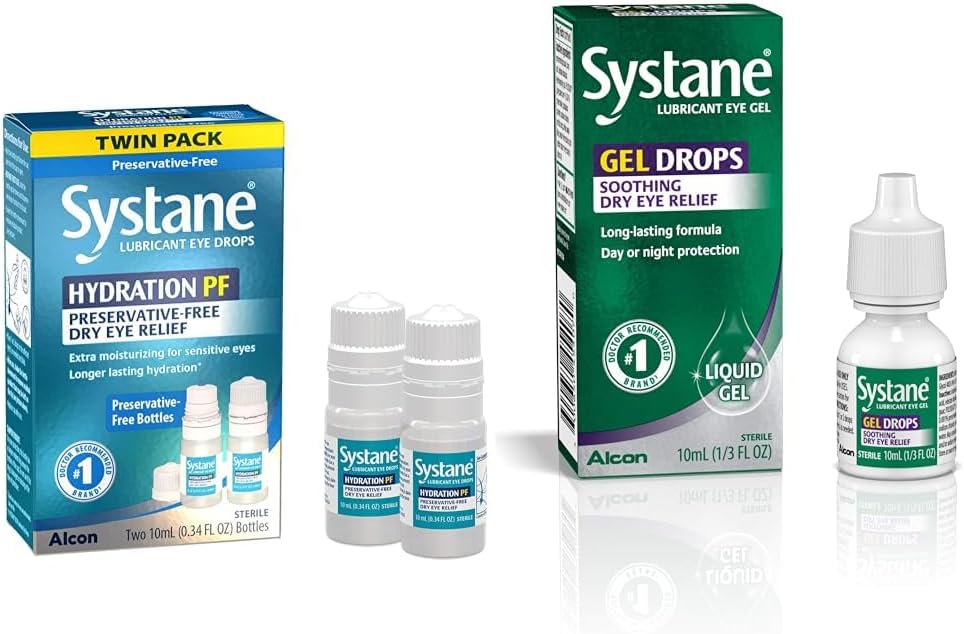 Systane水利 多糖防腐-无眼滴干眼救济双包(2x10ml) & Lubricant Eye Gel Drops, 10mL(包装 May Vary)