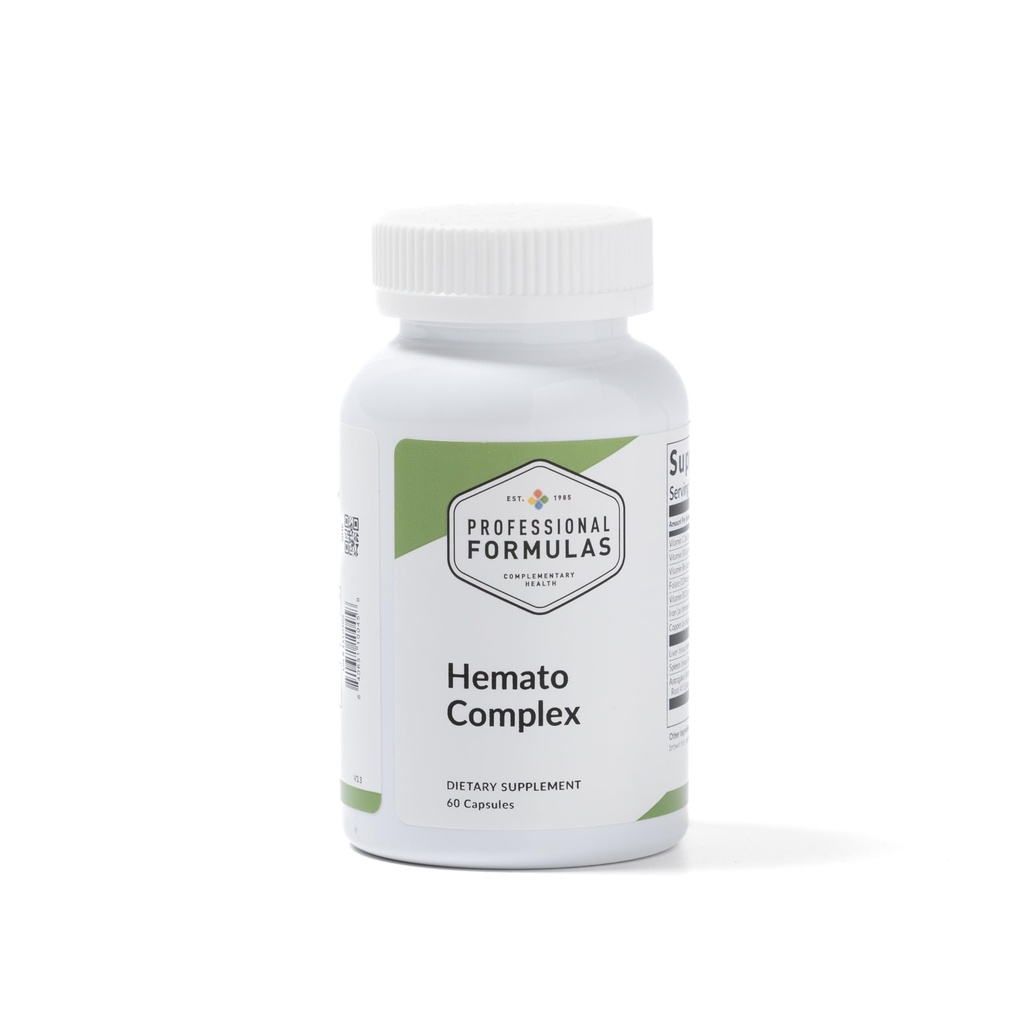 职业配方(Hemato Complex) – 用肝脏和脾脏Glandulars,Iron,B维生素,Folate & Astragalus – 促进红血球形成和能量 – 60 Capsules –