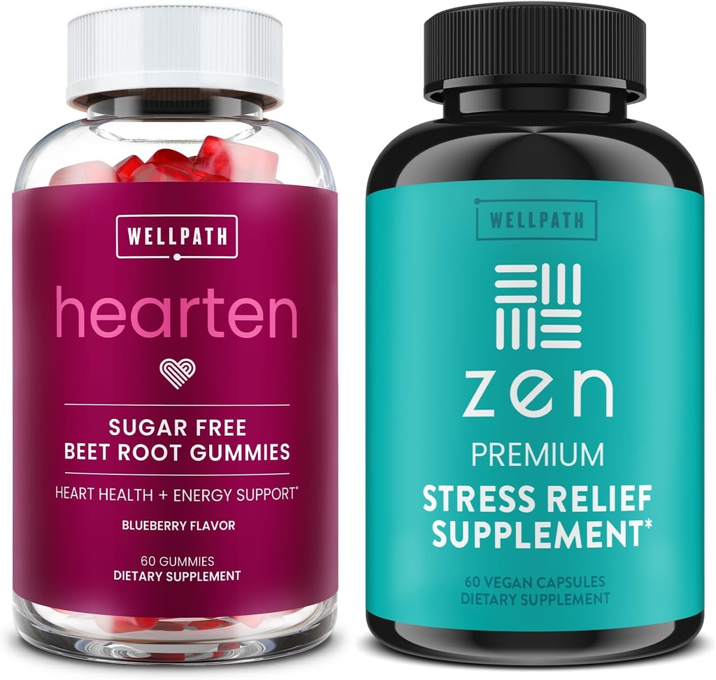 WellPath Beet Root Gummys (Sugar Free) 1500 mg – Blueberry Flavor 血压支持和禅压力救济补充 + Mood支持 QQ 冷静,压力和能量支持 60 Ct