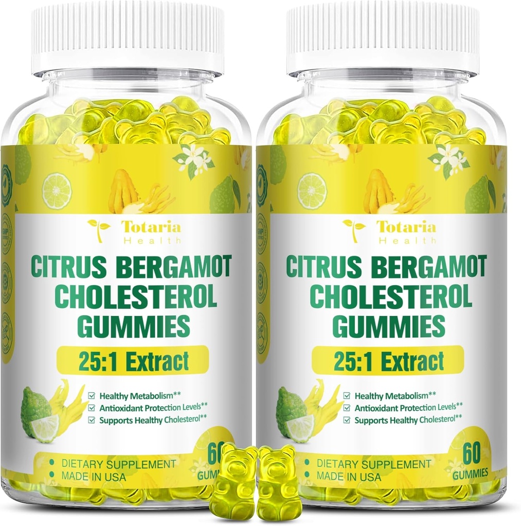 (2包) 无糖 Citrus Bergamot Gummys 健康胆固醇 - 所有自然补充品 25:1 意大利 Bergamot 支持健康抗衰老的无糖 Vegan Pectin 补充品