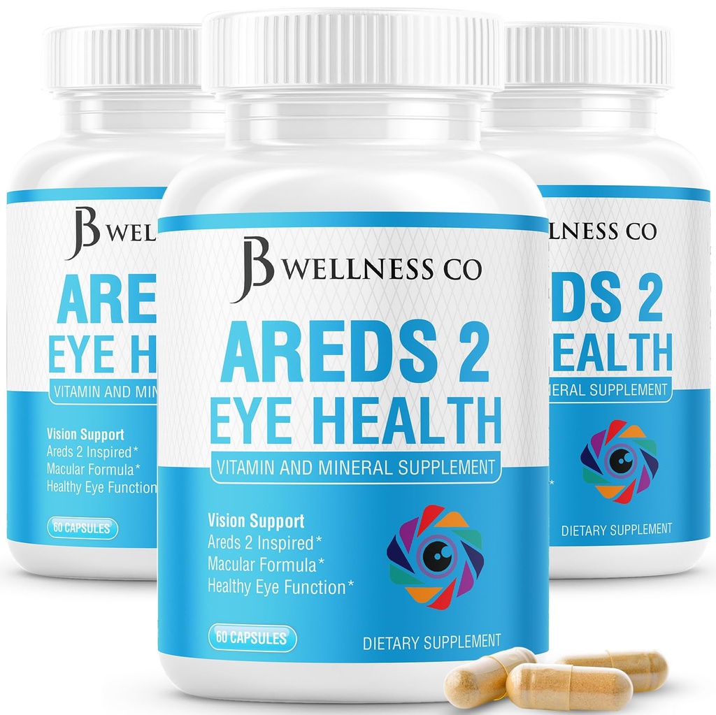 JB 健康 AREDS 2 眼维生素和矿物补充剂,包含Lutein,维生素C,Zeaxanthin,锌和维生素增强远景补充剂 - 180