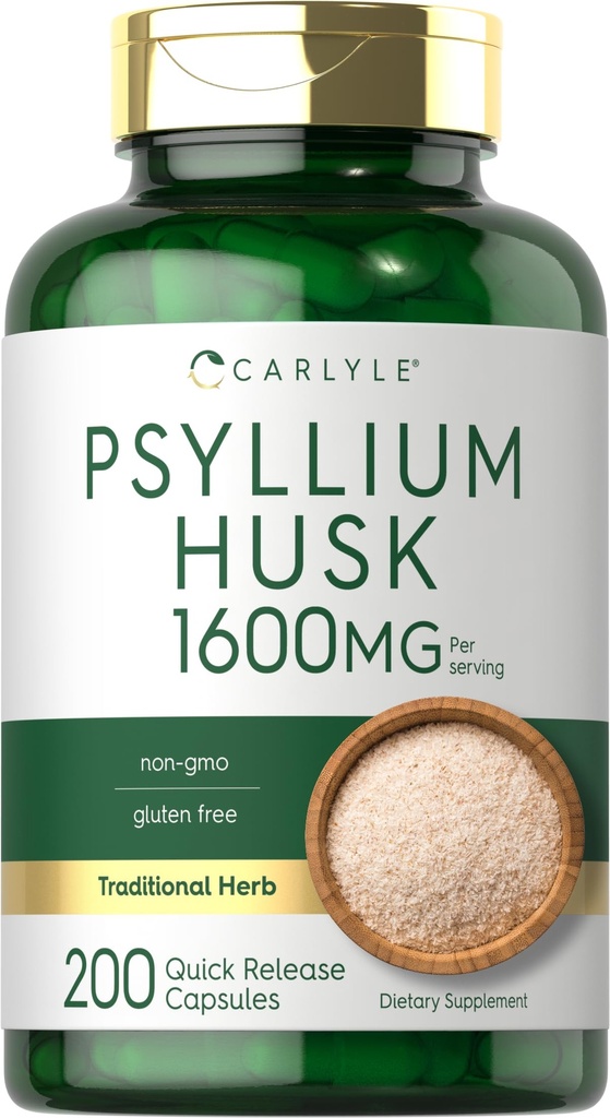Carlyle Psyllium Husk Capsules 1600mg → 200 伯爵 → 高概率纤维补编 → Non-GMO, Gluten Free