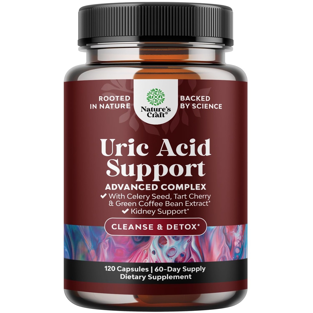 绿咖啡豆提取 Uric Acid Cleanse & Detox - 绿咖啡豆带Turmeric, Tart Cherry & Celery种子 成人- 联合支持 & Kedney Cleanser – 120 Ct