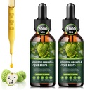(2 Pack) Soursop Graviola Liquid Drops 2000mg, 98% 为细胞支持和再生吸收, Imune Boost, Liver, Herbal Goodness, Soursop Bitters Liquid-Sugar/Gluten Free, Natural Flavor, 4 Fl Oz