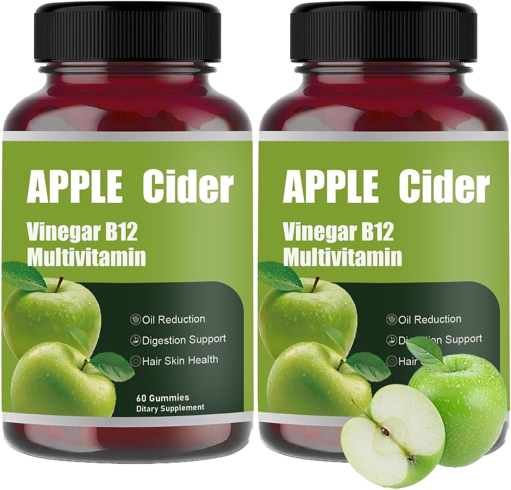 苹果苹果醋Vinegar B12 多维塔明 Gummys,有机苹果苹果苹果醋Vinegar Gummys,60 Gummys支持正常能量水平 & Gut健康支持文摘燃烧(2)